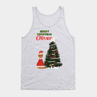 Oliver Dressed as Santa by His Christmas Tree Tank Top